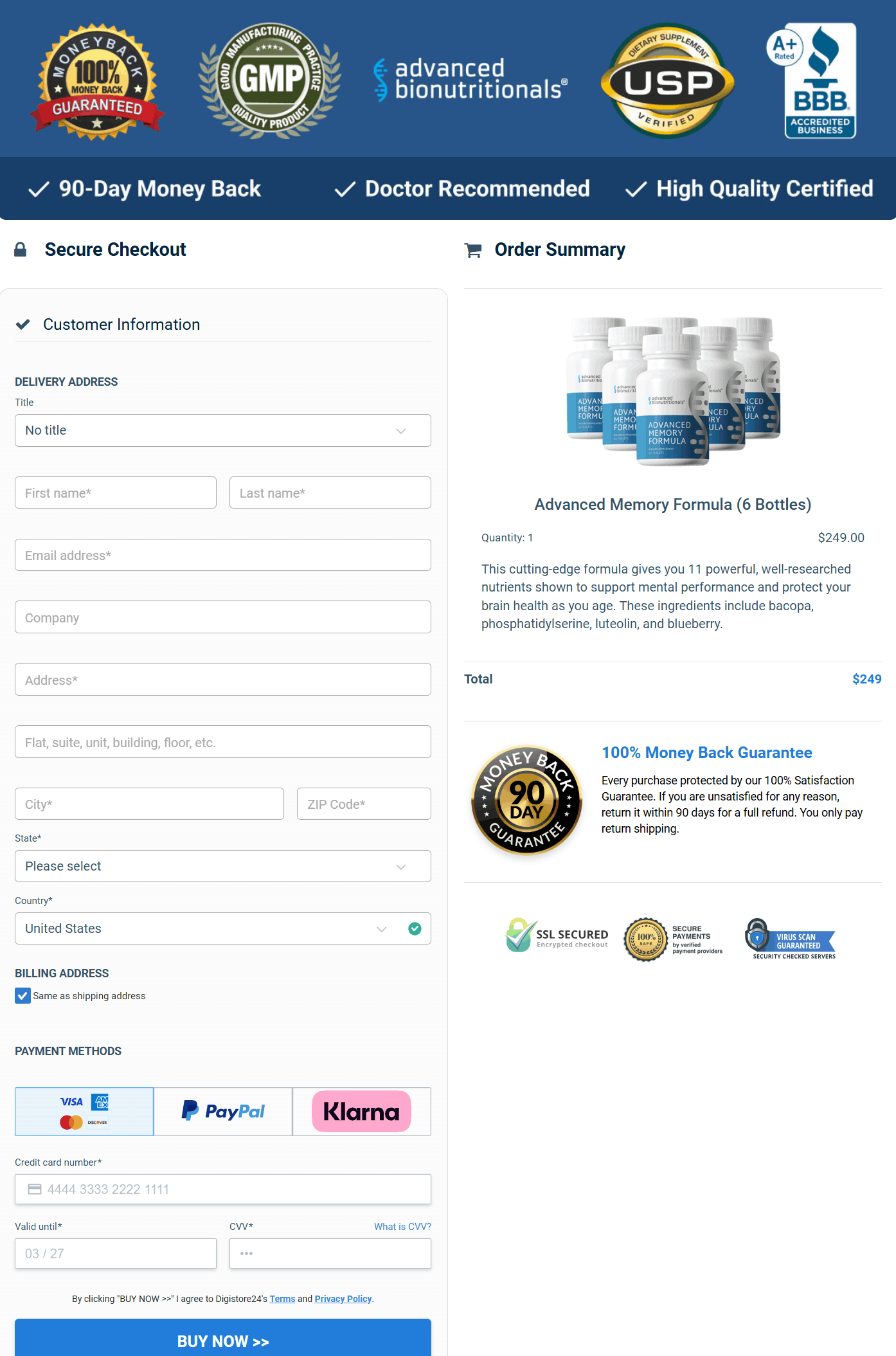 Advanced Memory Formula-Secure-Checkout